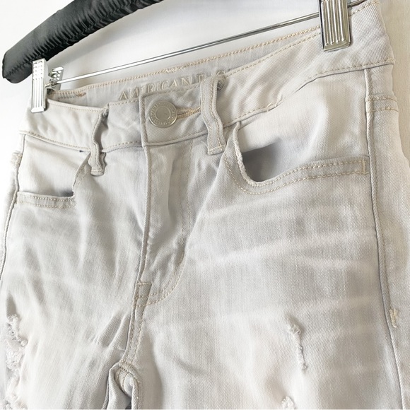 American Eagle grey super stretch low rise distressed jegging - Picture 4 of 16
